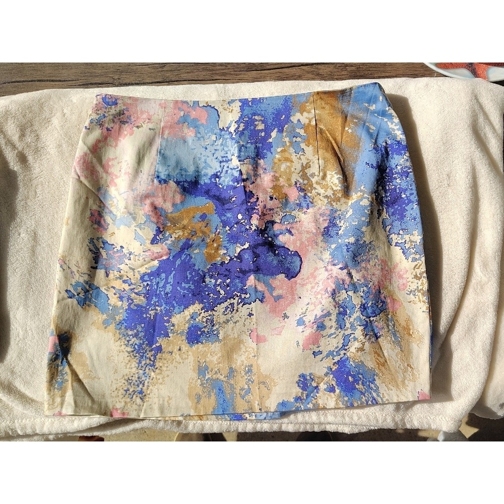 Sunny Leigh Blue, Pink & Gold Abstract Print Scarf 968‎